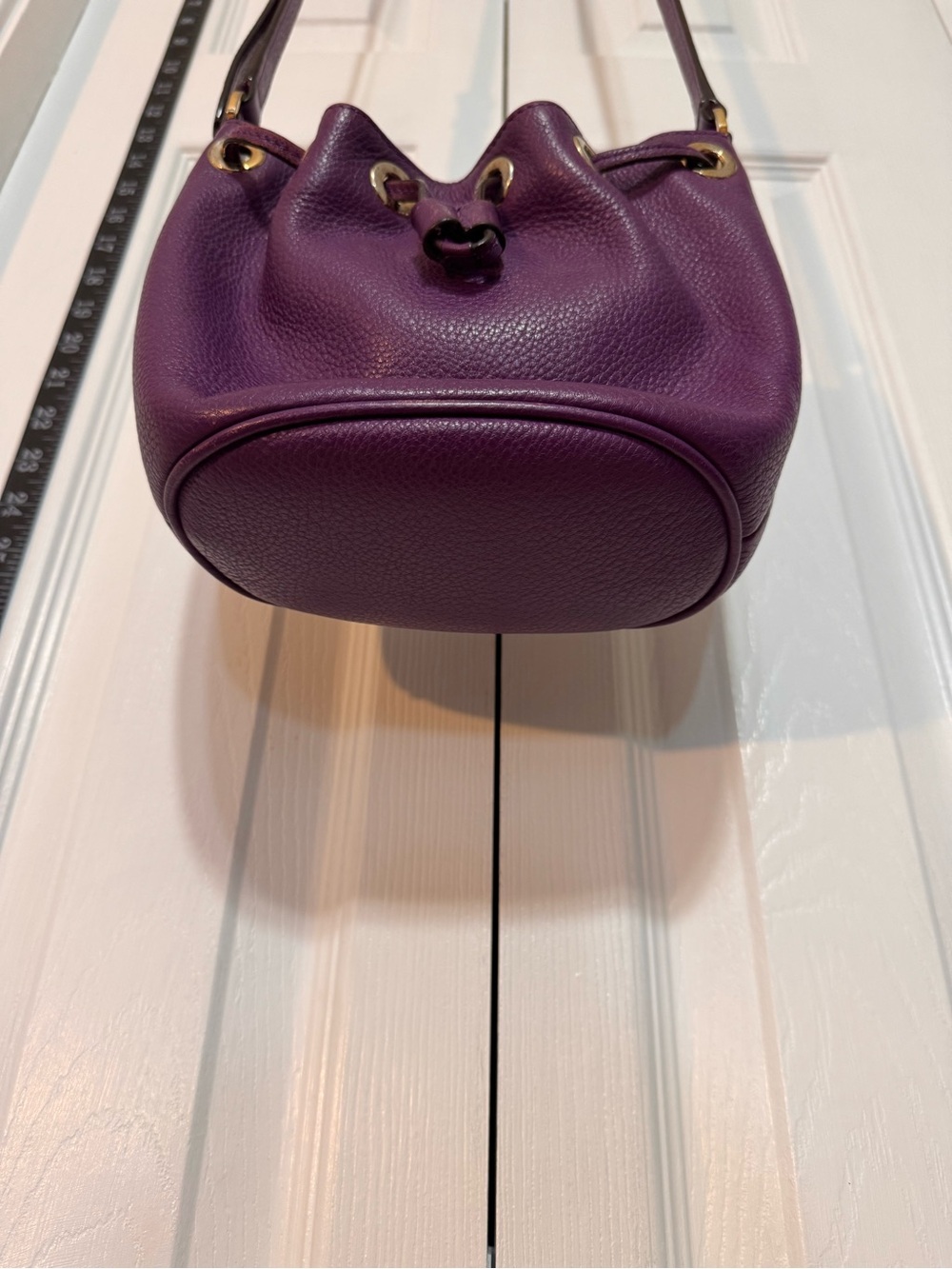 Michael Kors Plum Leather Drawstring Crossbody Bag - Picture 3 of 9